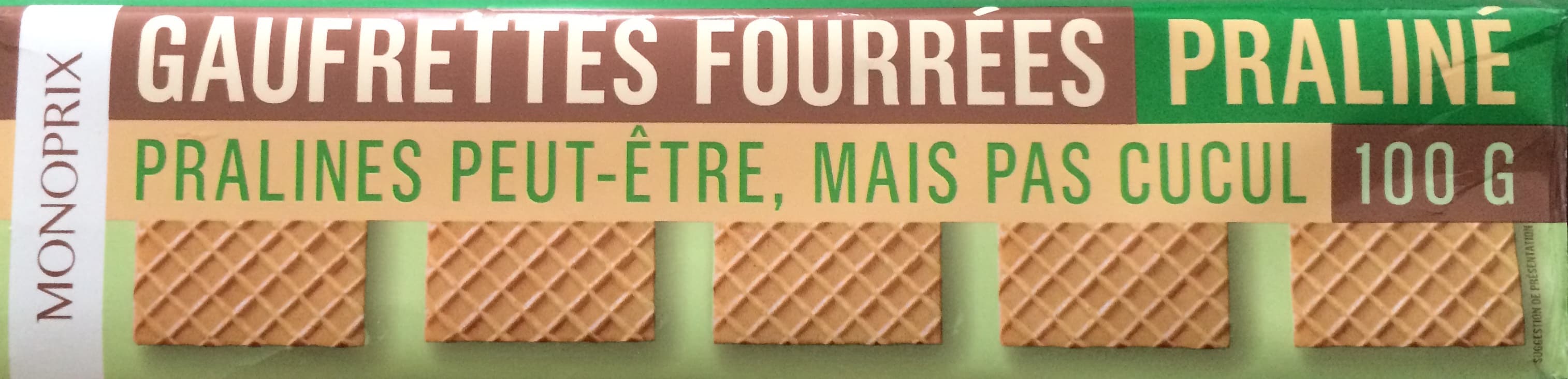 Monoprix Gaufrettes Fourrées Praliné packshot