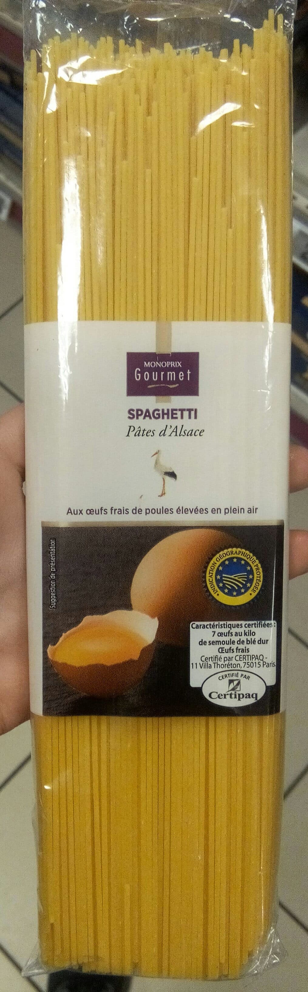 Monoprix Pâtes d'Alsace (7 œufs frais au kilo), Spaghetti packshot