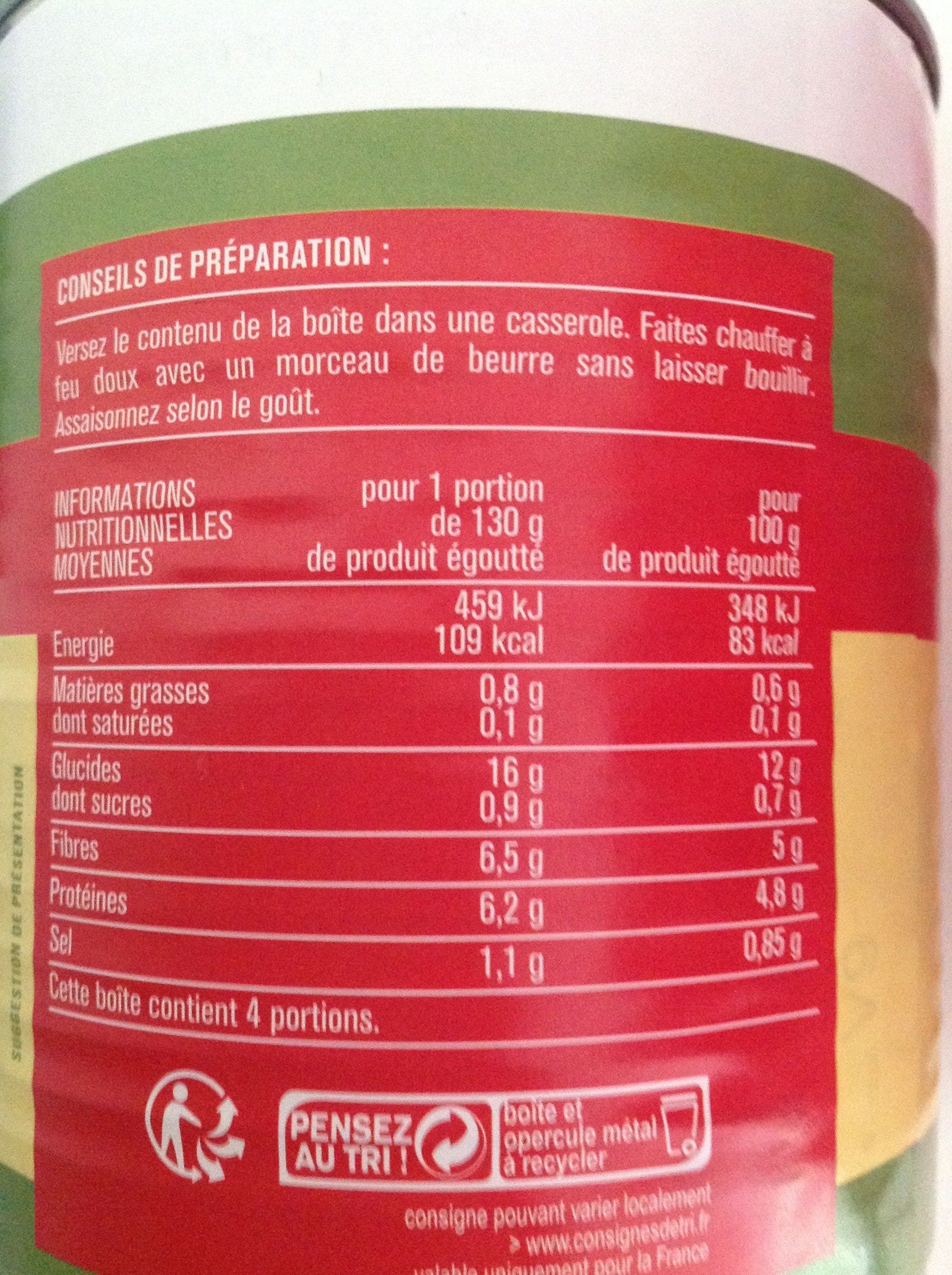 Monoprix Flageolets verts extra-fins packshot