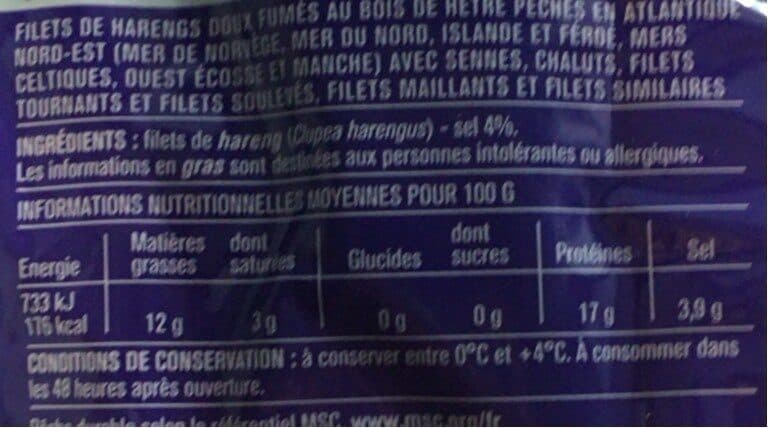 Monoprix Filets de harengs, doux et fumés au bois de hêtre packshot