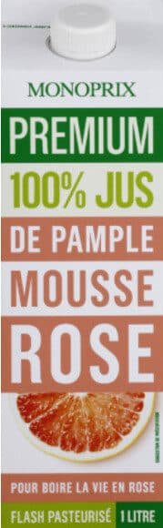 Monoprix Jus de pamplemousse rose 100% pur jus packshot