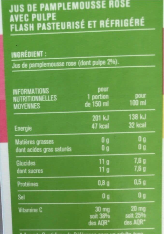 Monoprix Jus de pamplemousse rose 100% pur jus packshot