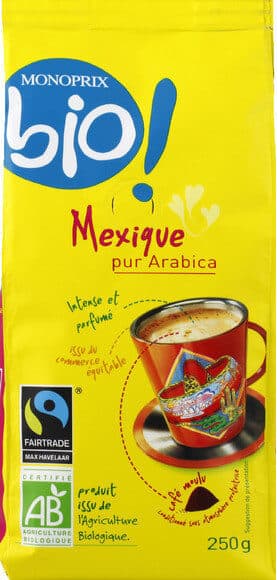 Monoprix bio Café moulu pur arabica, Mexique packshot