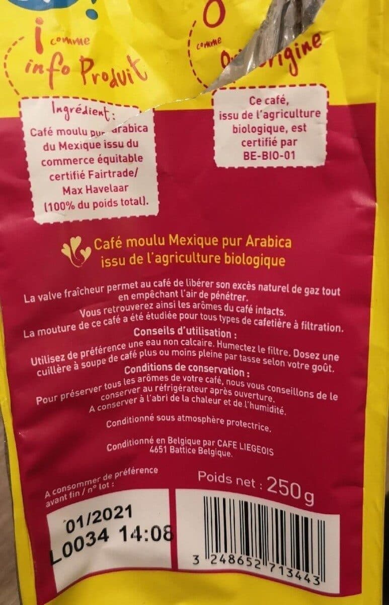 Monoprix bio Café moulu pur arabica, Mexique packshot