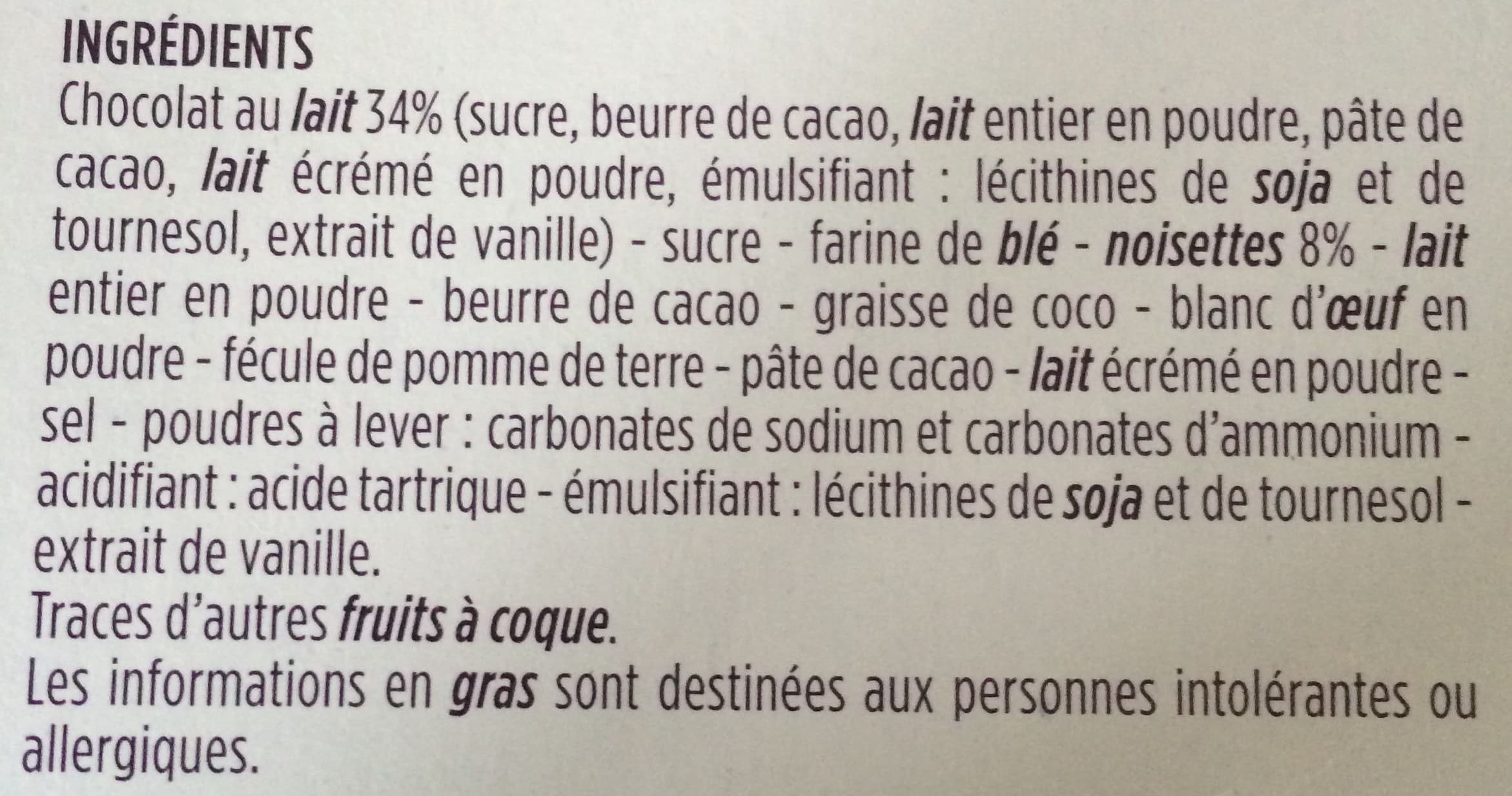 Monoprix Meringués aux noisettes sur lit de chocolat au lait packshot