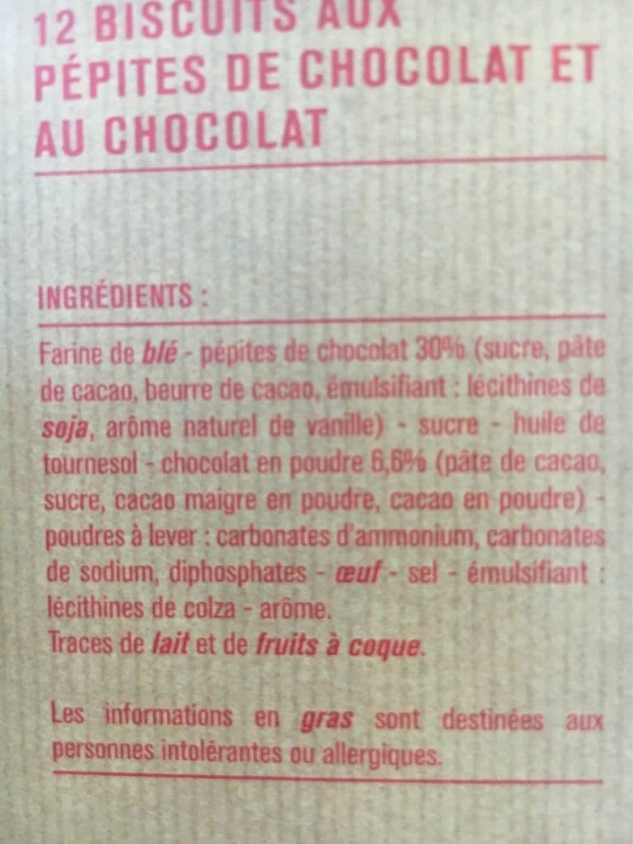 Monoprix Cookies chocolat aux pépites de chocolat packshot