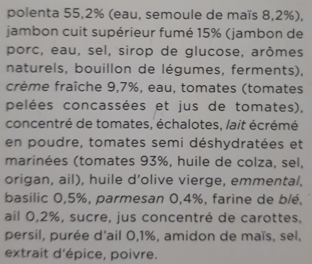 Marie Polenta au jambon fumé coeur fondant pesto rosso packshot