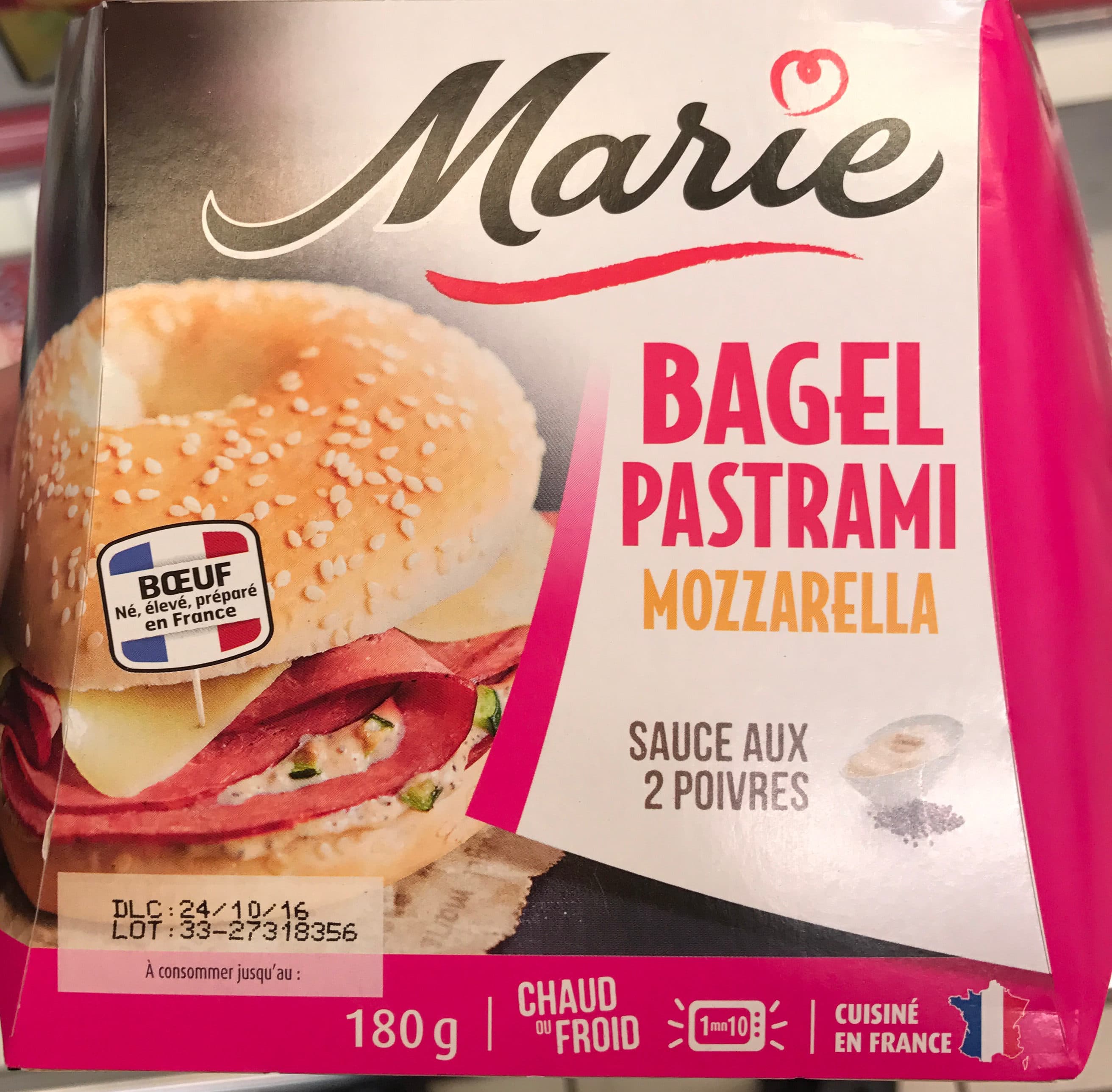 Marie Bagel Pastrami Mozzarella sauce aux 2 poivres packshot