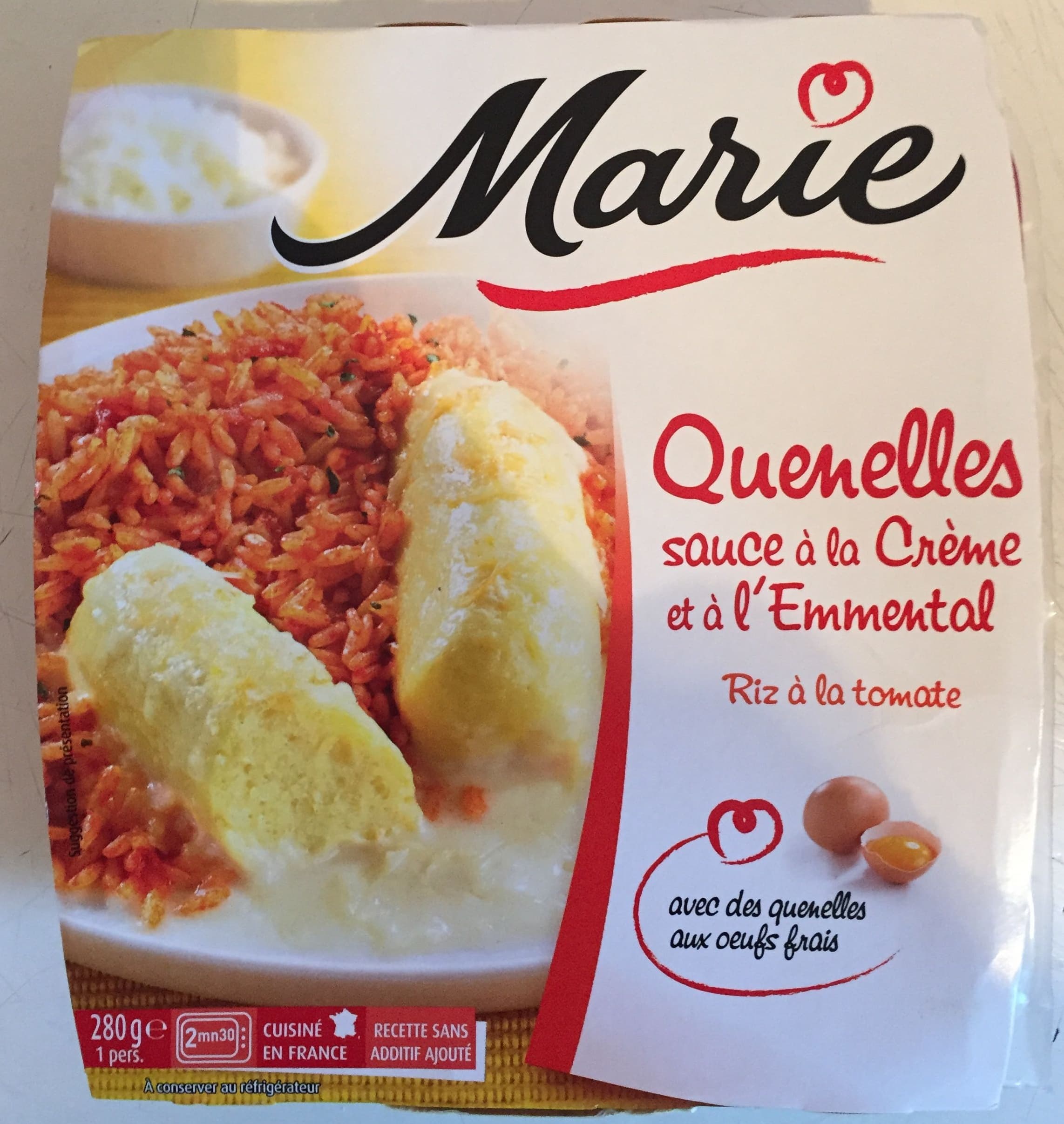 Marie Quenelles, sauce à la Crème et à l'Emmental, Riz à la tomate packshot