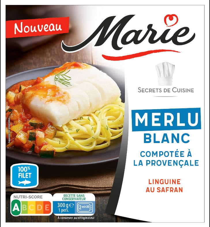 Marie Merlu blanc compotée à la provençale, linguine au safran packshot