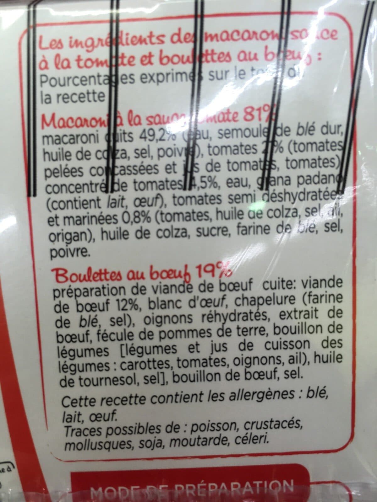 Open Food Facts Plats cuisinés Macaroni & boulettes Marie packshot