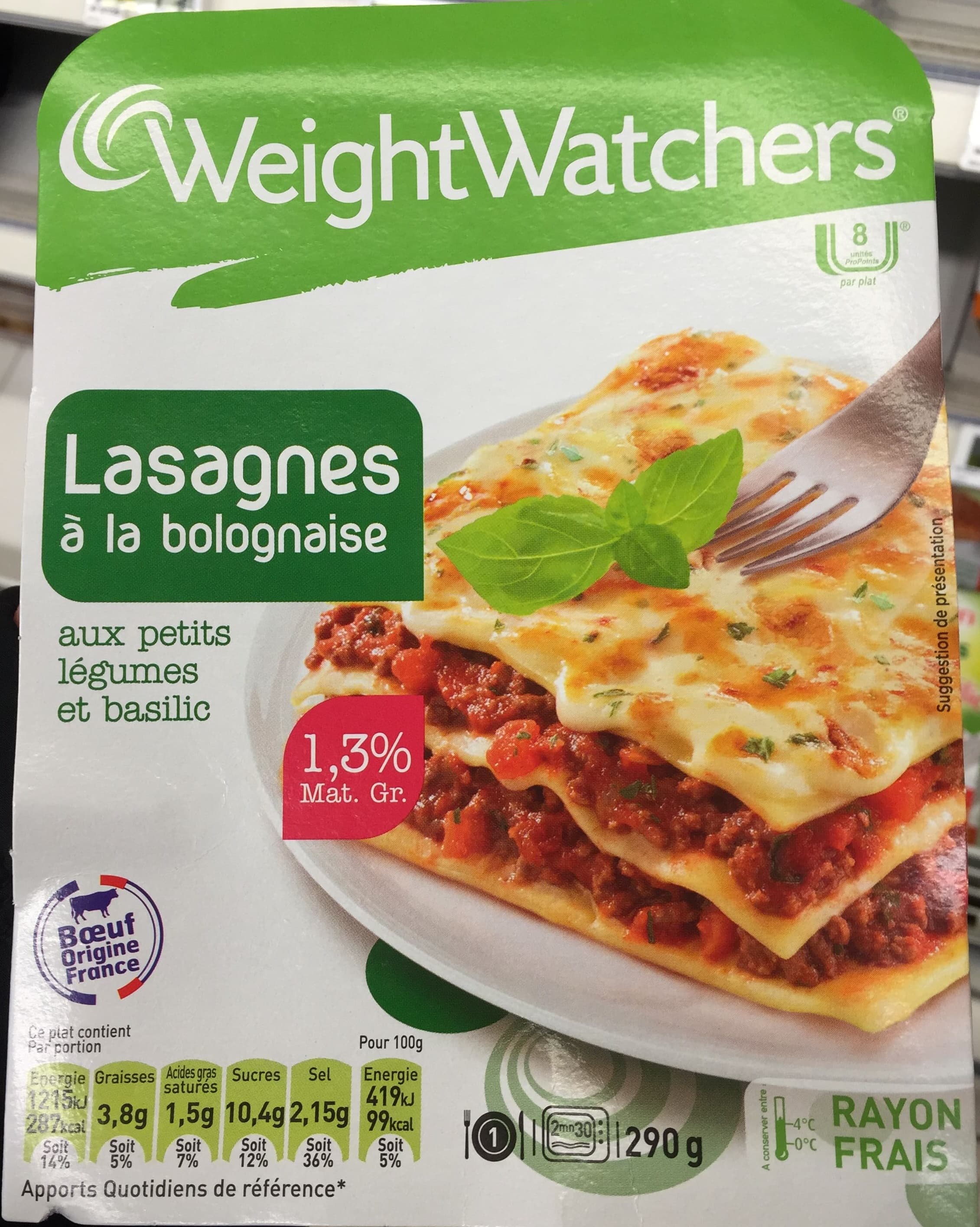 Weight Watchers Lasagnes à la bolognaise aux petits légumes et basilic packshot