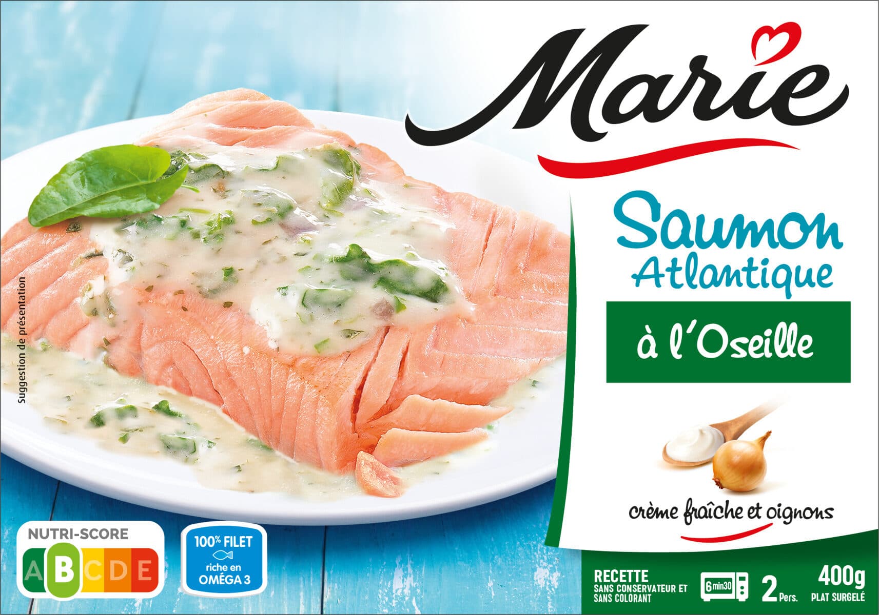 Marie Saumon Atlantique à l'oseille - crème fraiche & oignons packshot