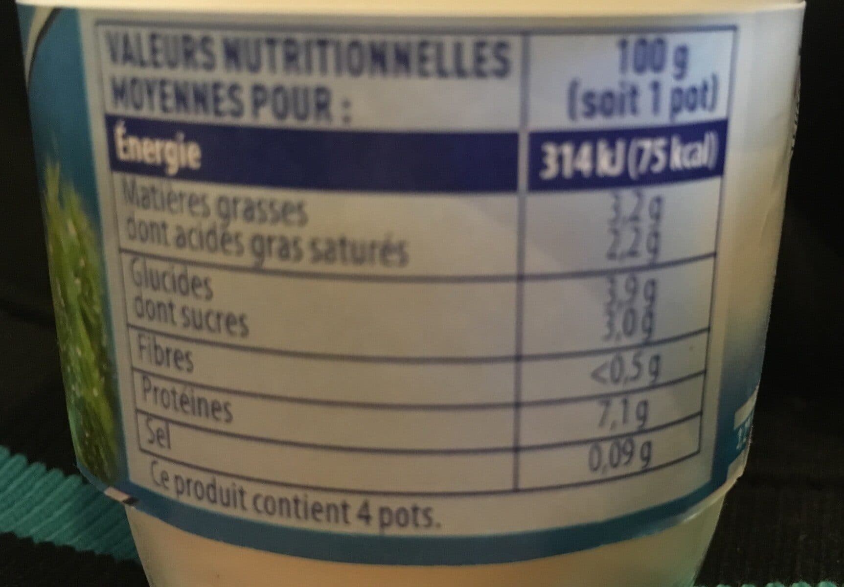 Intermarché Fromage frais nature 3,2% 4x100g packshot