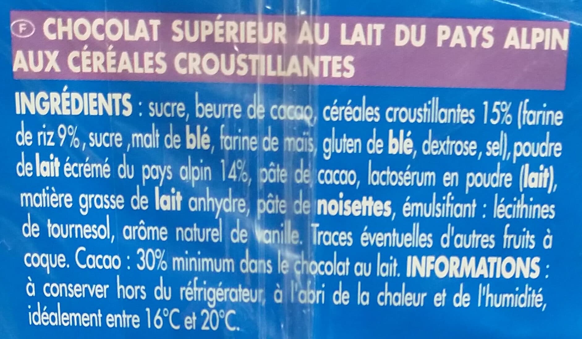 Intermarché Tablette familiale chocolat au lait au riz croustillant - 2x100g packshot