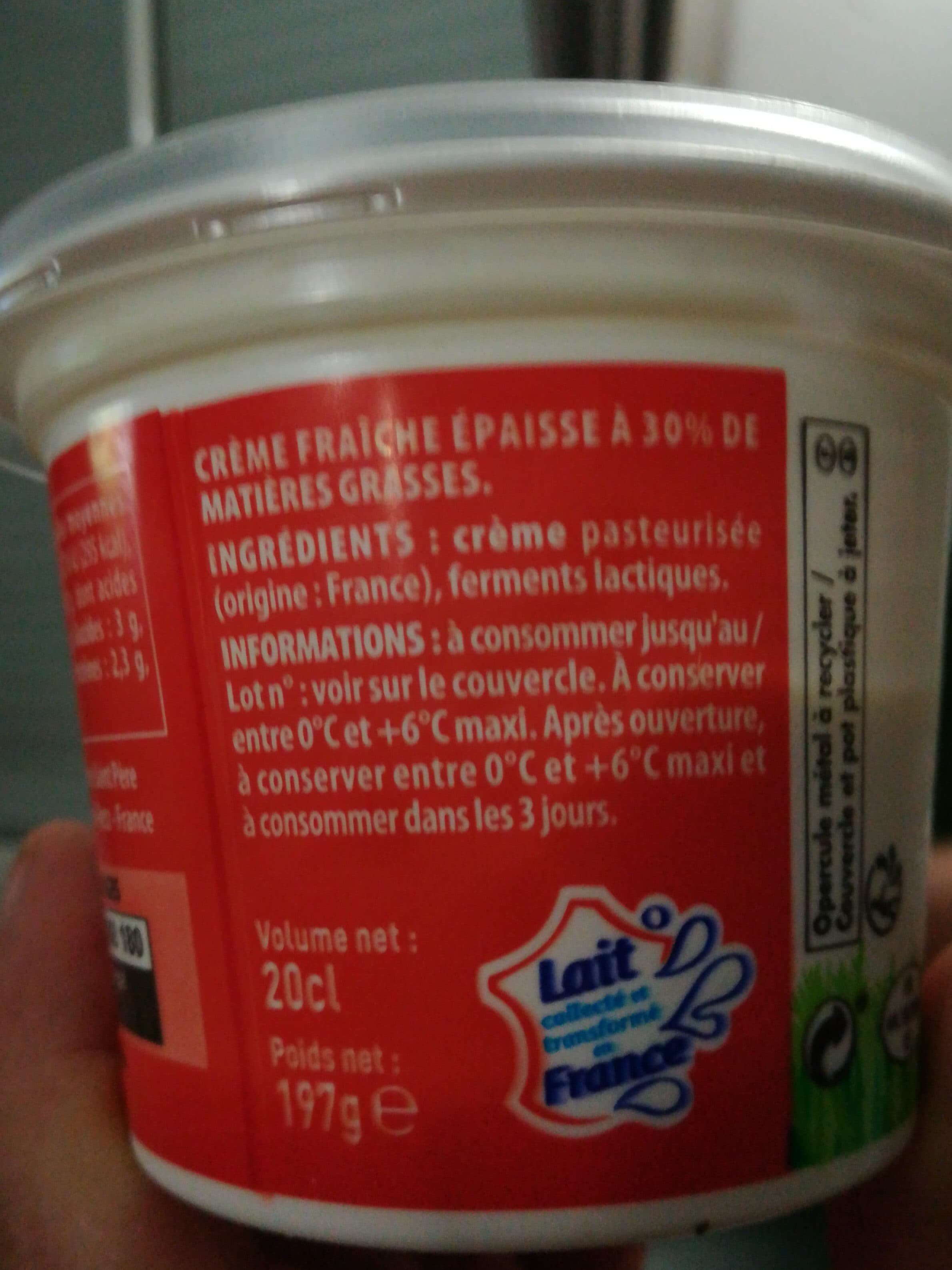 Intermarché Creme fraiche 30% mg epaisse 20cl packshot