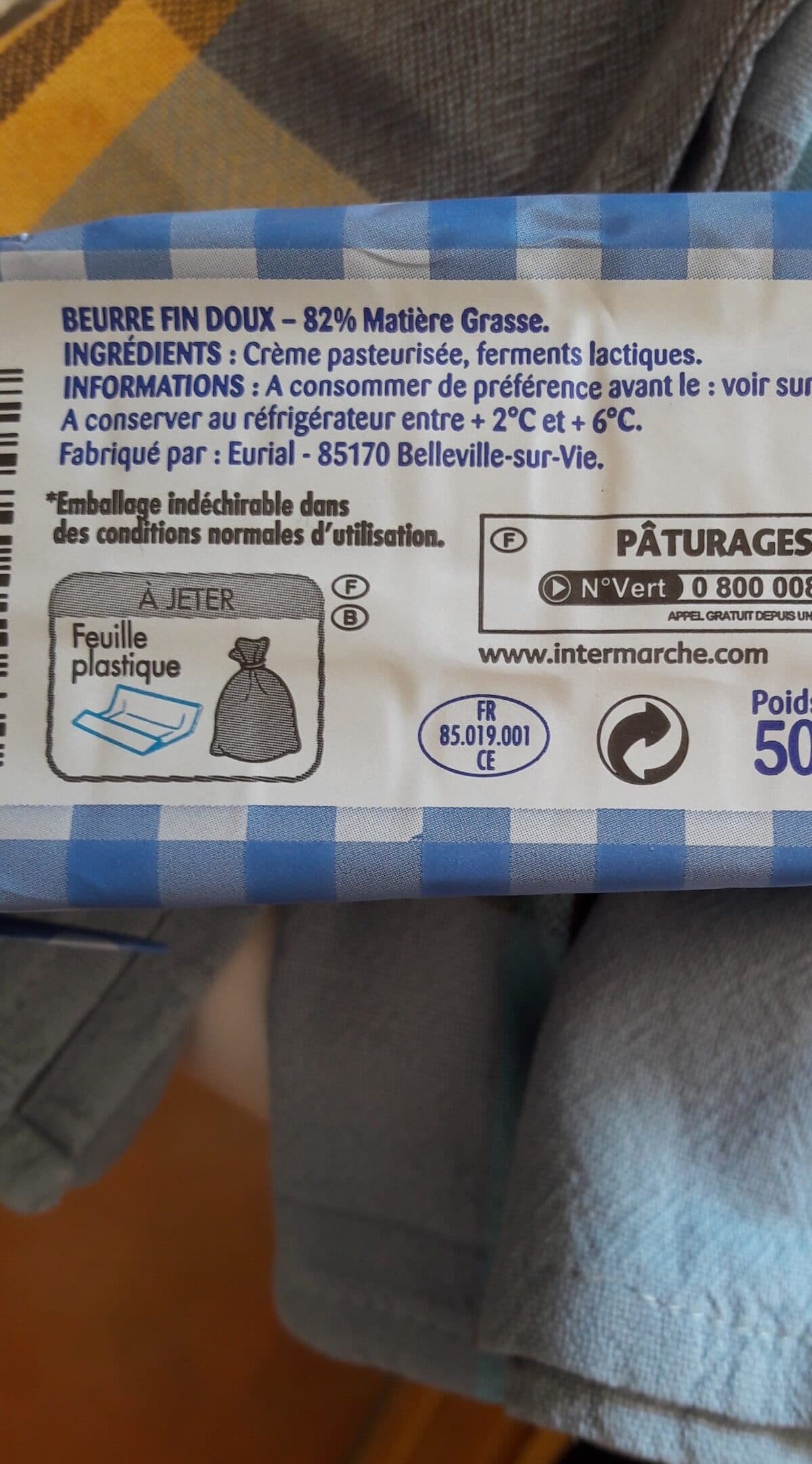 Paturages BEURRE DOUX MOULE 500g packshot
