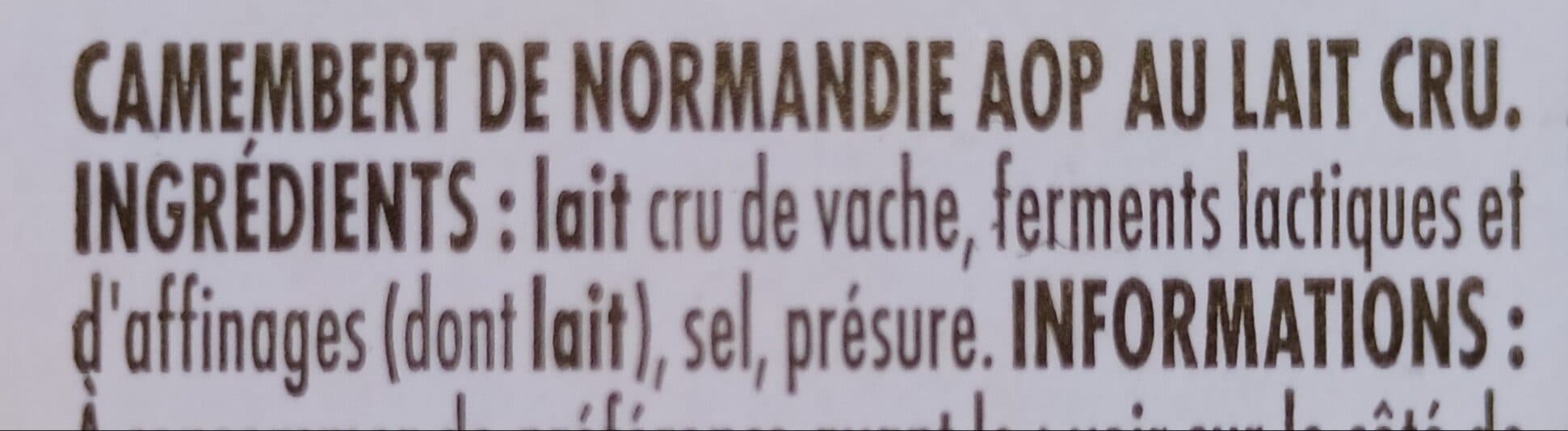 Itineraire des saveurs Camembert de normandie aop lc 250g packshot