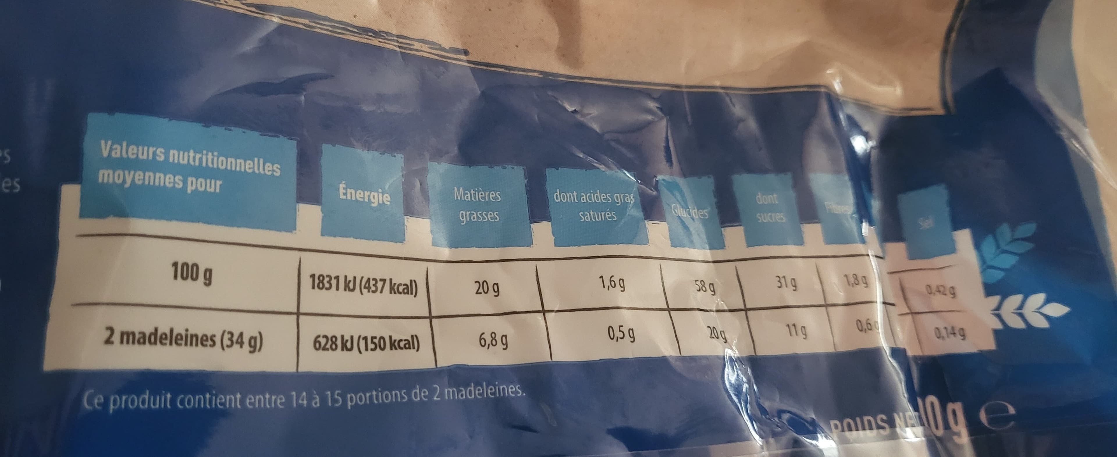 Chabrior Madeleines aux œufs packshot