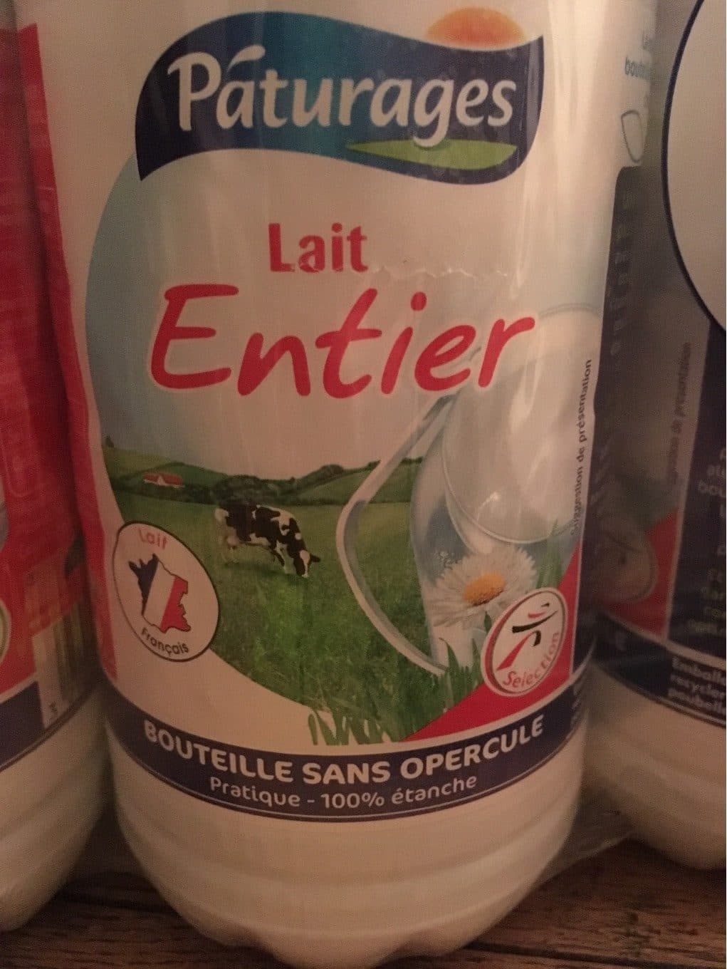 Paturages Le lait, lait stérilisé UHT entier packshot