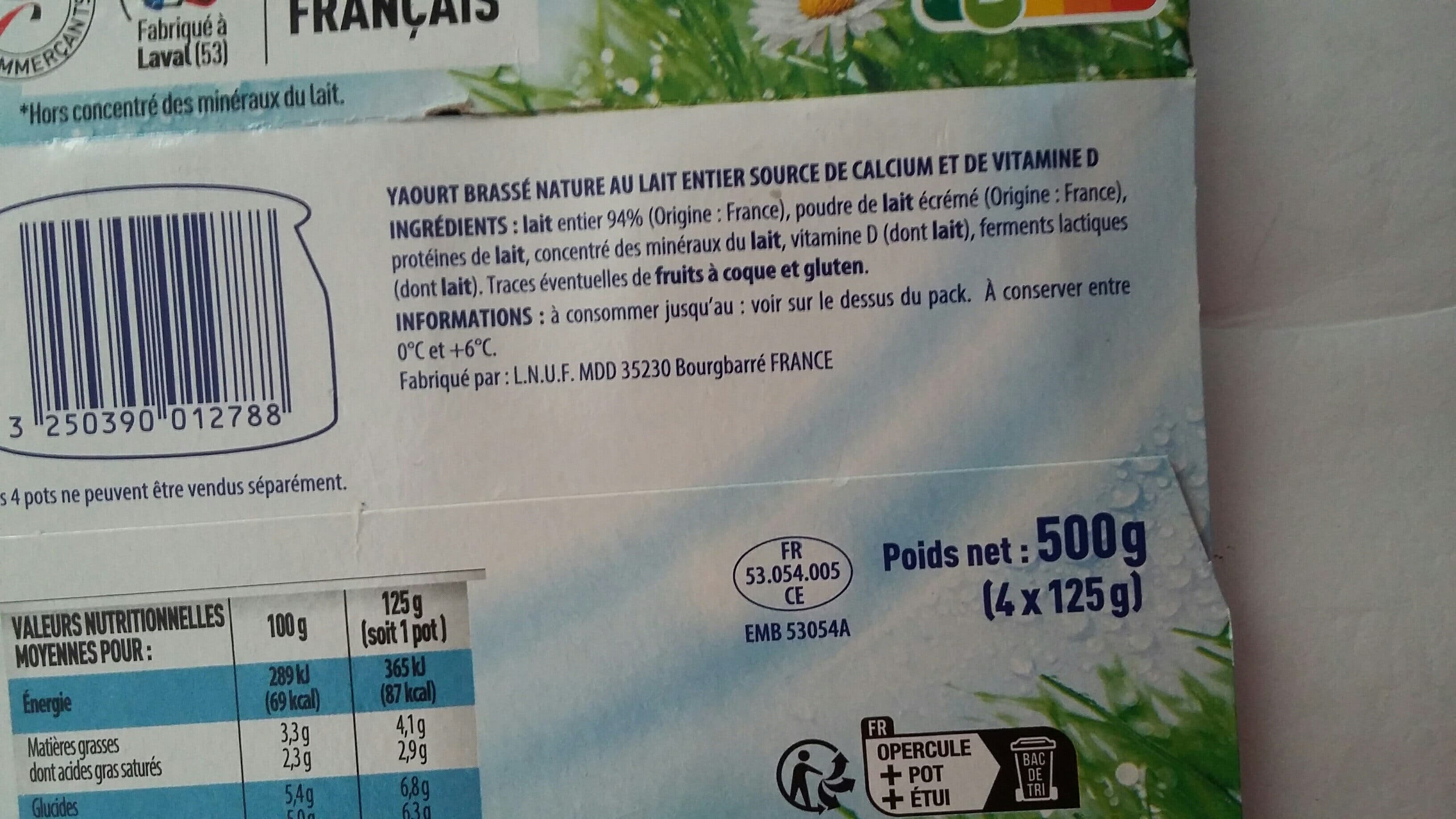Pâturages Onctueux yaourt brasse nature 4x125g packshot