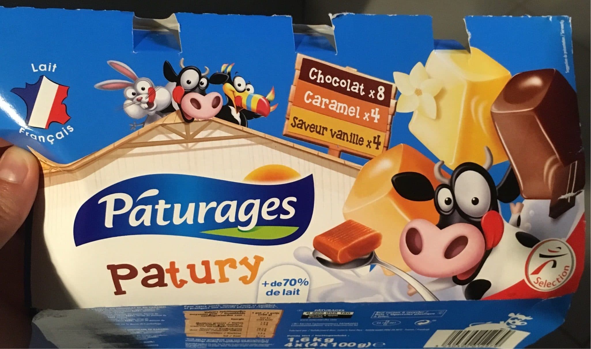 Pâturages Pâtury x16 saveur vanille, chocolat, caramel packshot