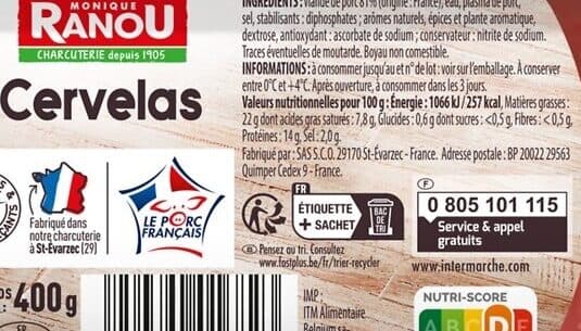 Intermarché Cervelas 400g - massif trad packshot