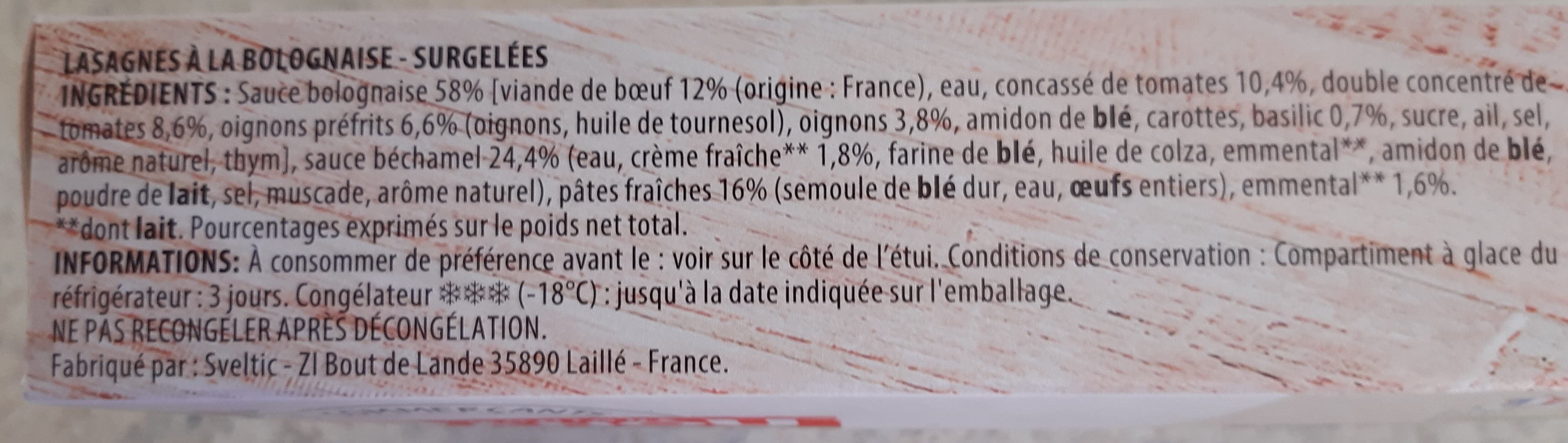 Monique ranou Lasagnes à la bolognaise packshot