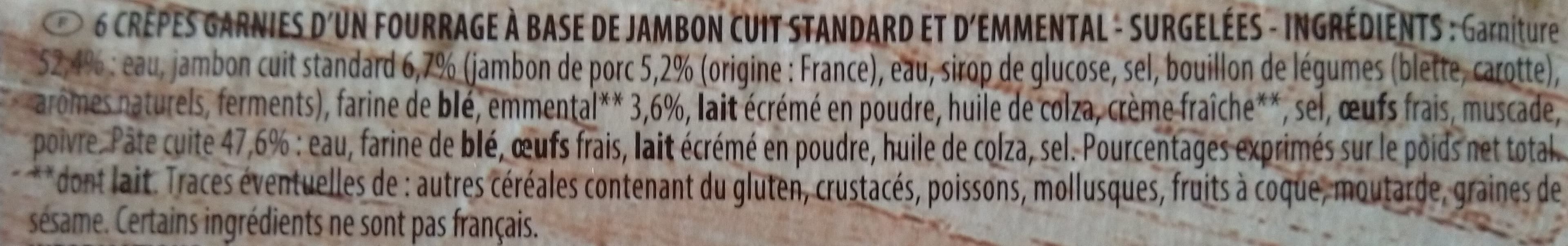 Intermarché Crêpes Jambon Emmental x6 surgelées 300g packshot