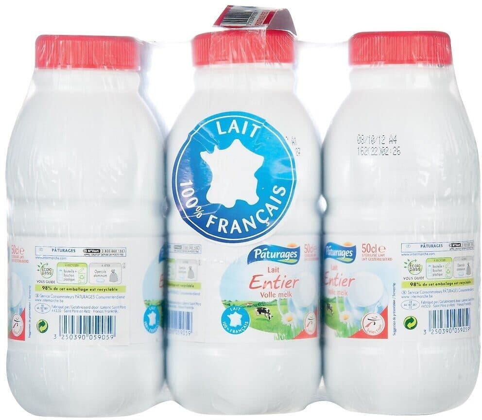 Pâturages Lait uht entier bt 50cl packshot