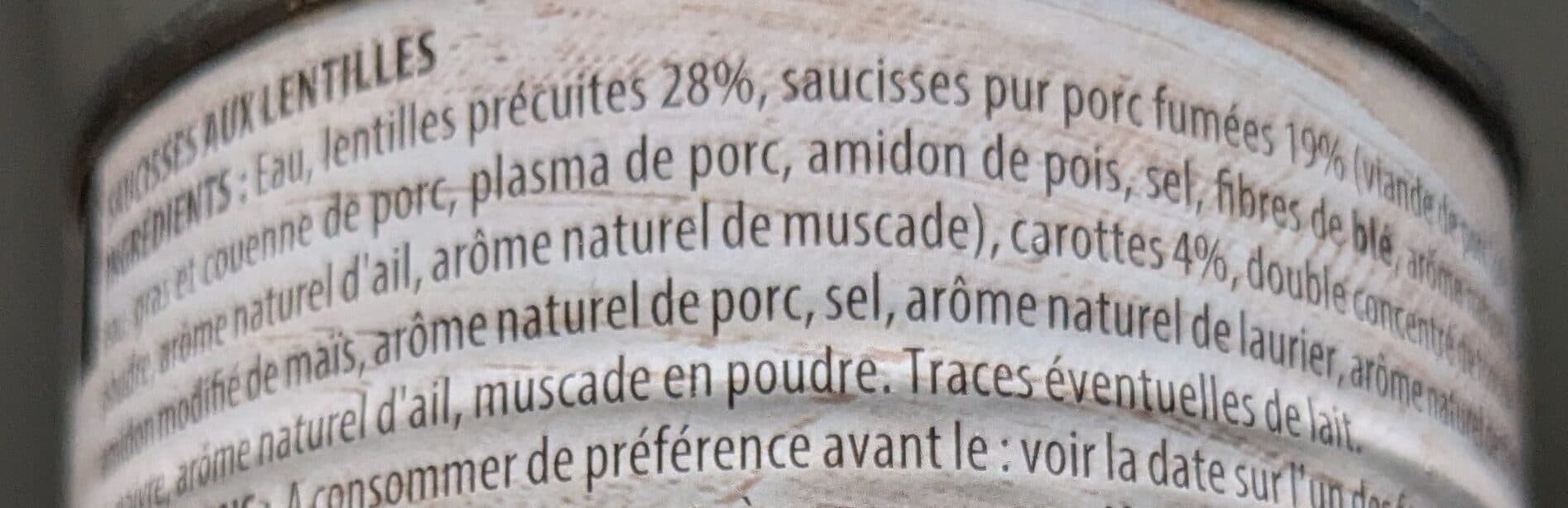 Monique ranou Saucisses aux lentilles 420g packshot