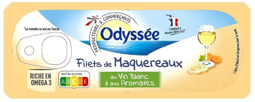 Odyssee Filets de maquereaux au vin blanc et aux aromates 176g packshot