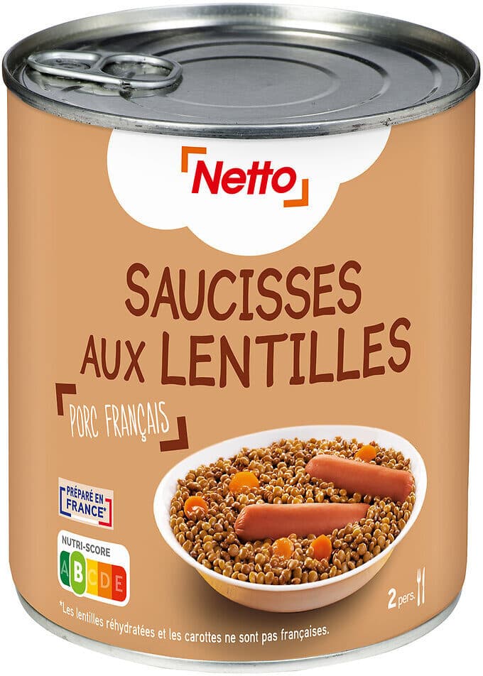 Netto Saucisses Aux Lentilles 840g packshot