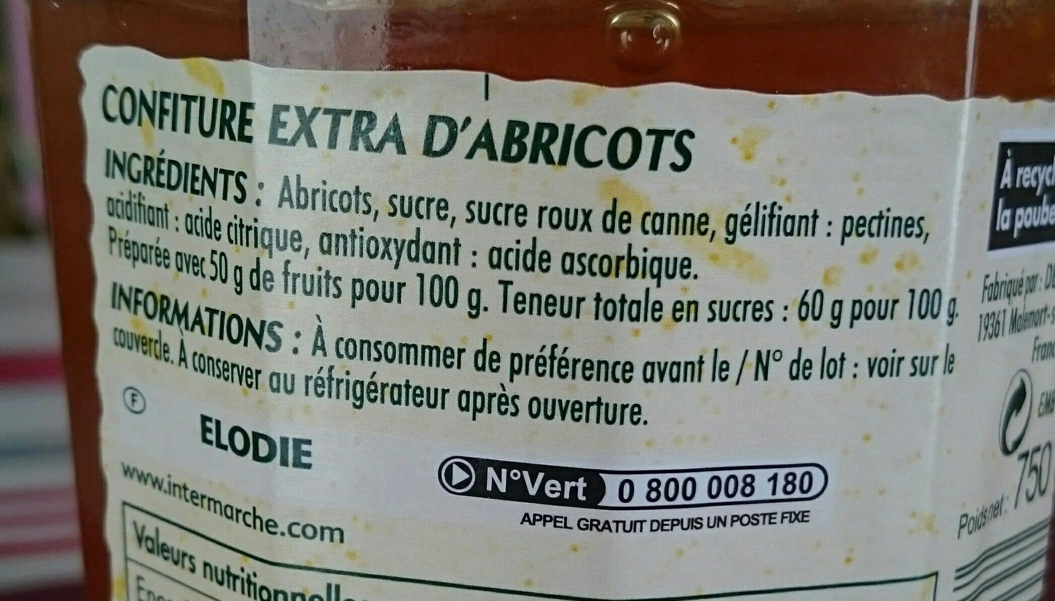 Elodie Confiture extra d'abricots packshot