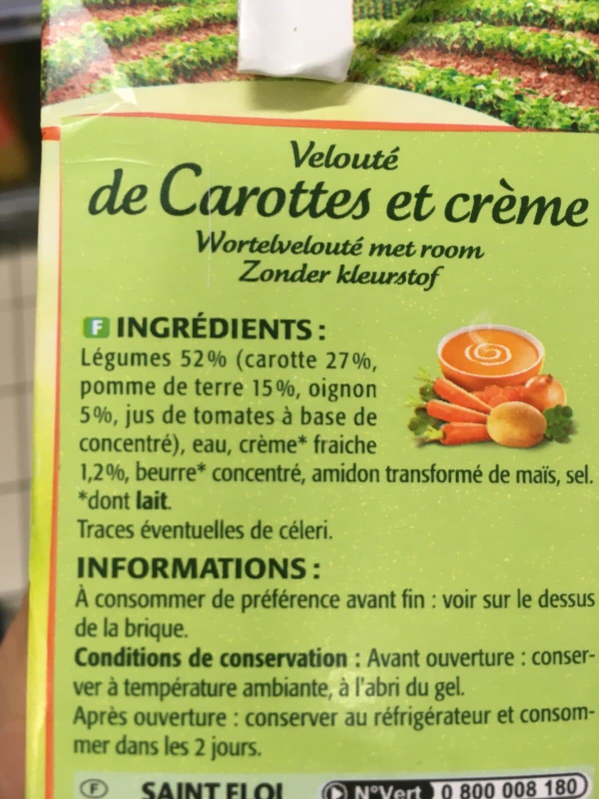 Saint eloi Veloute carottes et creme 1l packshot