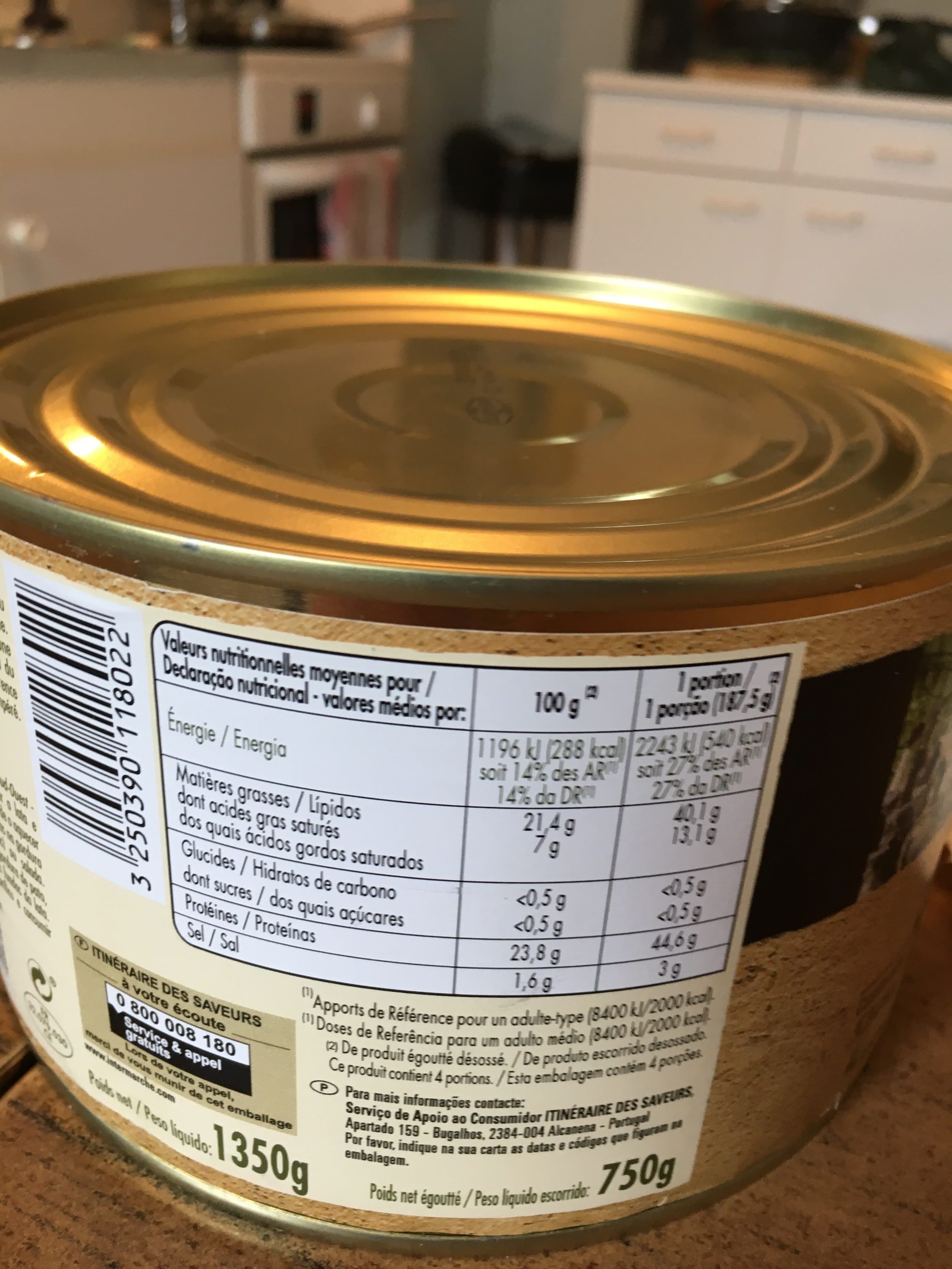 Itinéraire des saveurs Confit de canard du sud-ouest 4/5 cuisses 1350g packshot