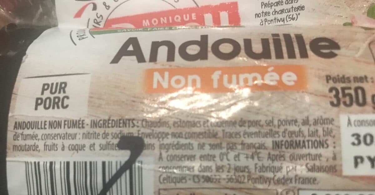 Monique ranou ANDOUILLE NON FUMEE MORCEAUX 350g RANOU packshot
