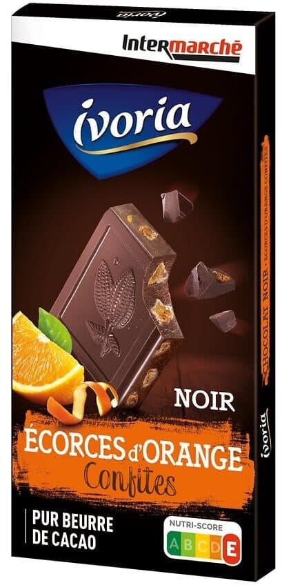 Ivoria Tablette bloc chocolat noir aux écorces d'oranges - 200g packshot
