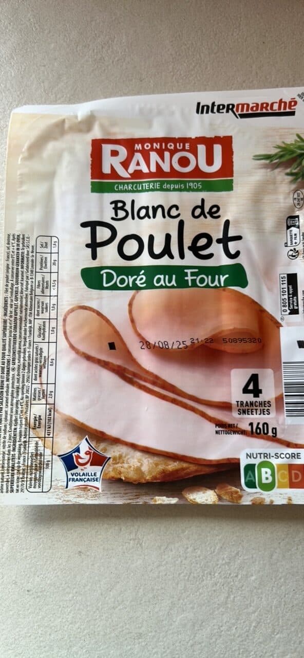 Monique Ranou Blanc de poulet sup dore au four 4tr 160g - france packshot
