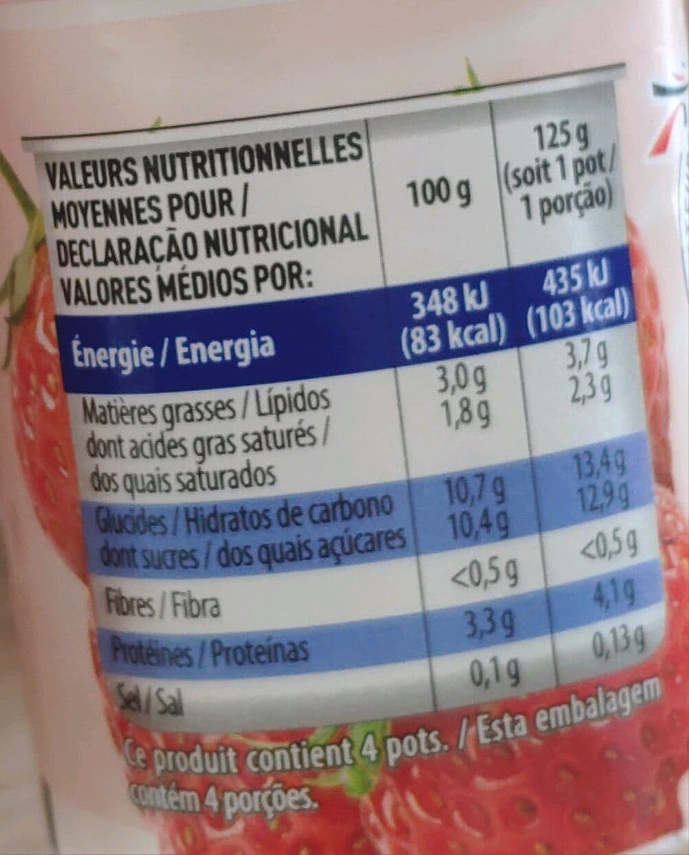 Pâturages YAF yaourt à la fraise FRUTIMAX X4 packshot