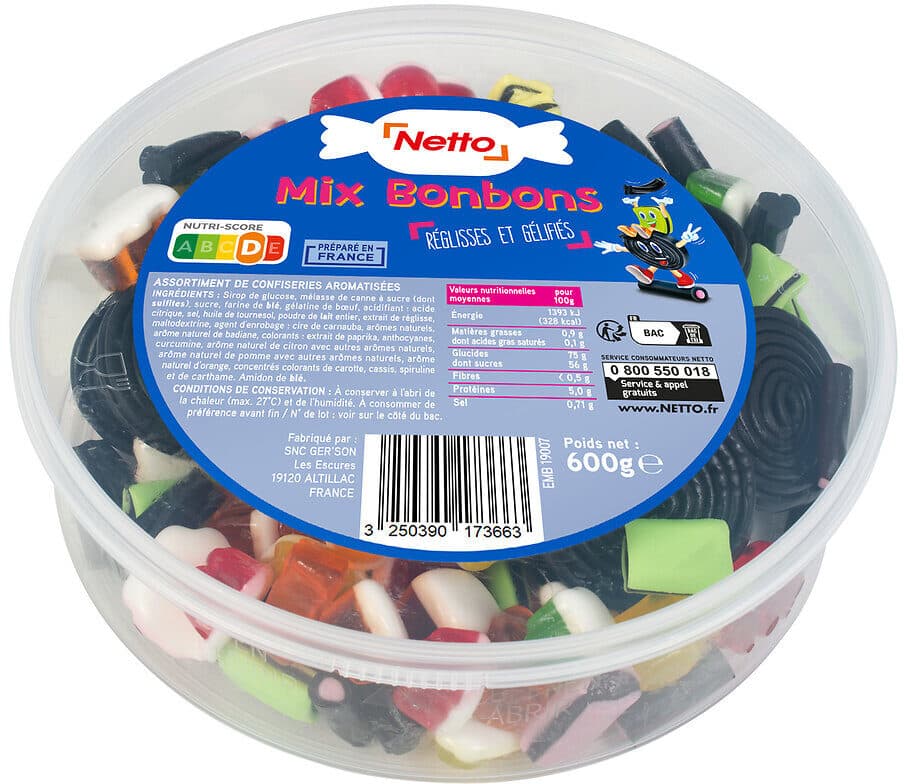 Netto Assortiment de confi aro (tubo) + réglisses - 600g packshot