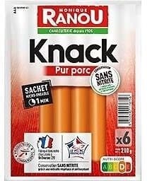 Les Mousquetaires Knacks porc csn x6 210g packshot