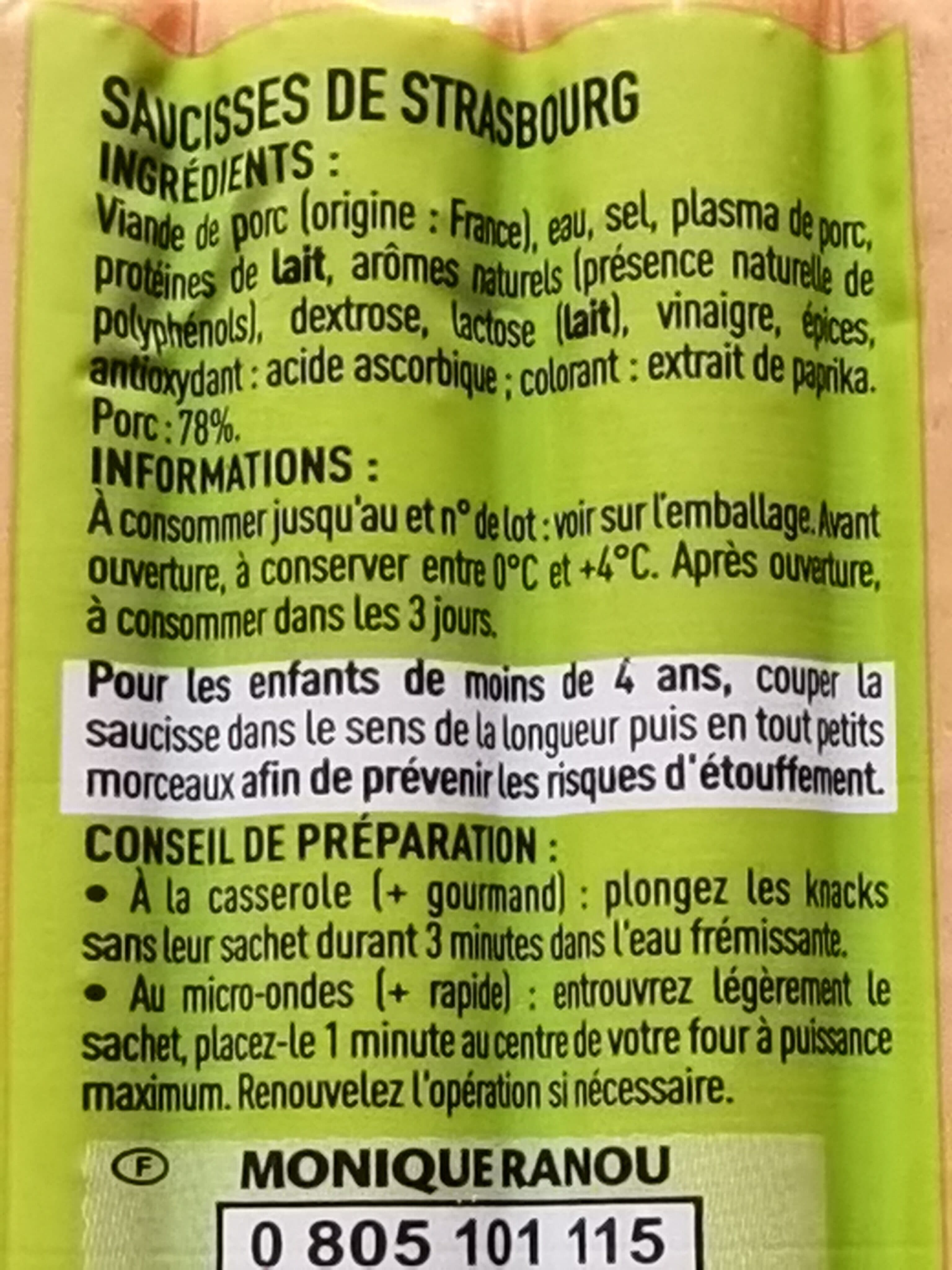 Les Mousquetaires Knacks porc csn x6 210g packshot