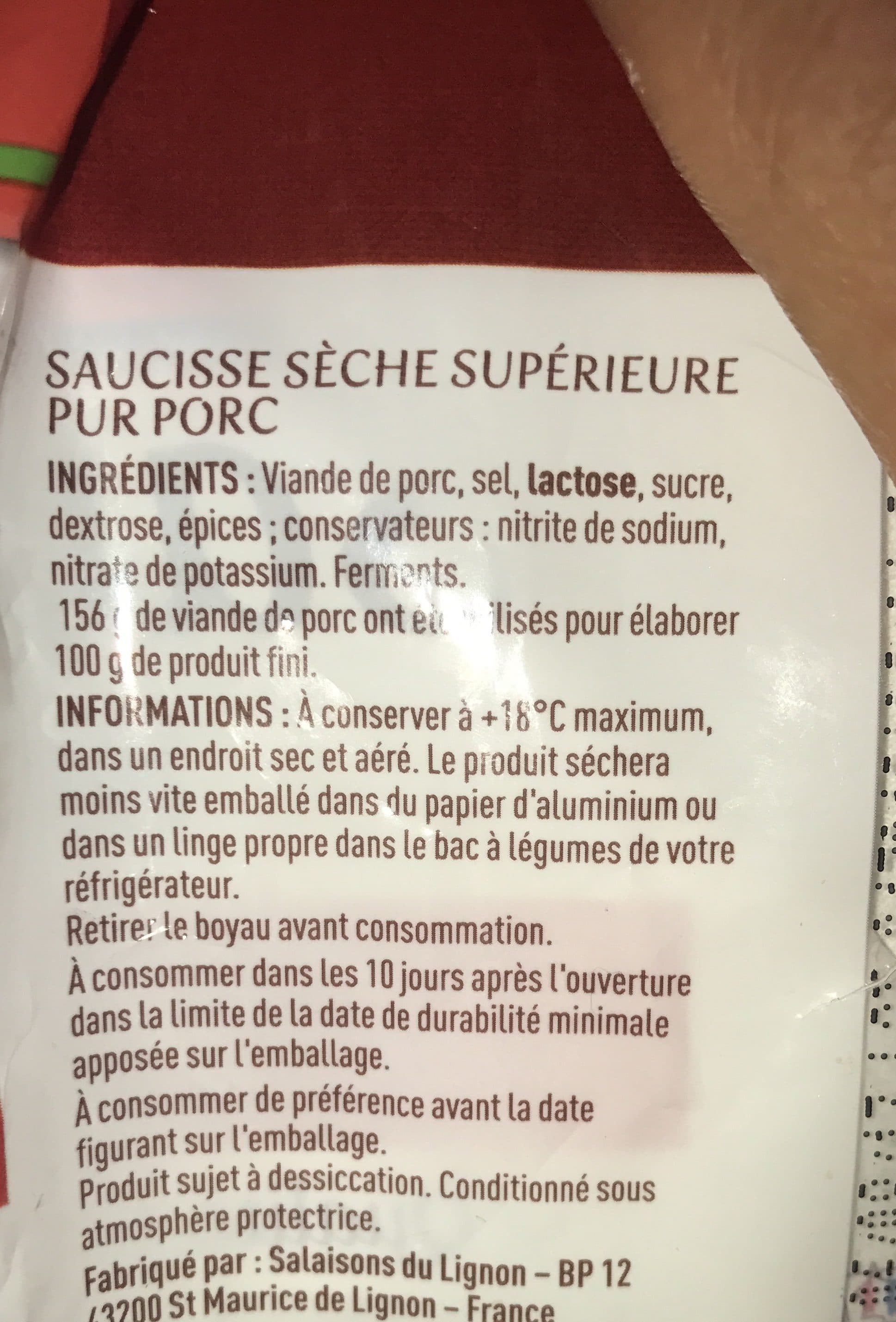 Monique Ranou LS Saucisse La courbe - La saucisse sèche 300g packshot