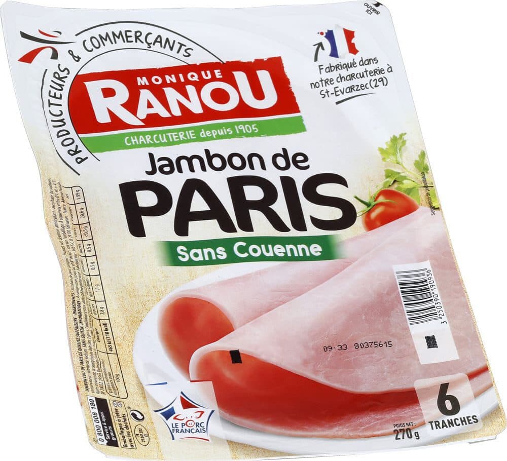 Monique ranou Jambon mon paris découenné dégraissé packshot