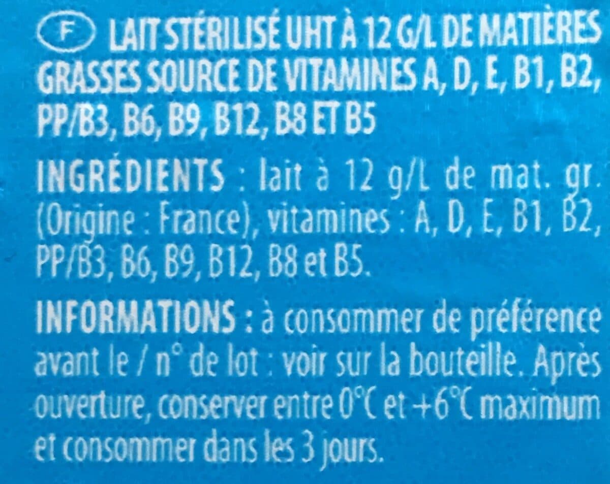 Paturages Lait Demi-écrémé Stérilisé Uht, 11 Vitamines, 6 x 1l, 6l packshot