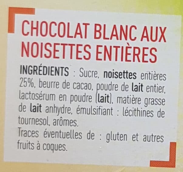 Netto Tablette bloc chocolat blanc aux noisettes entières - 200g packshot