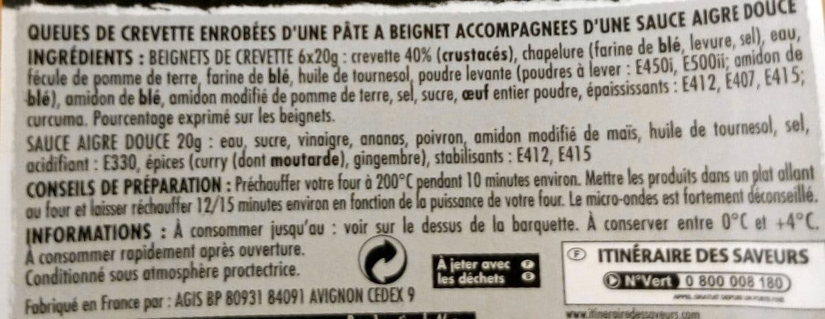 Intermarché 6 Beignets Crevette et Sauce Aigre-Douce packshot
