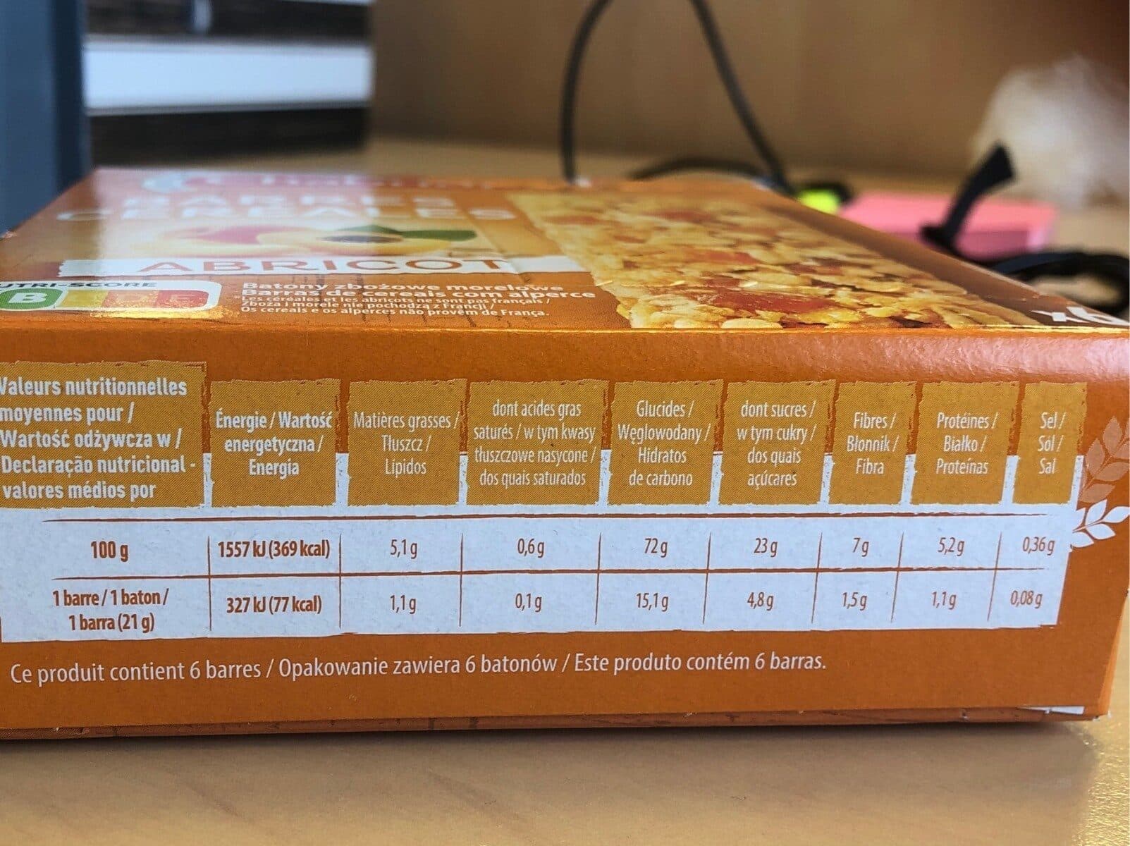 Chabrior Barres céréalières à l'abricot x6 - 125 g packshot