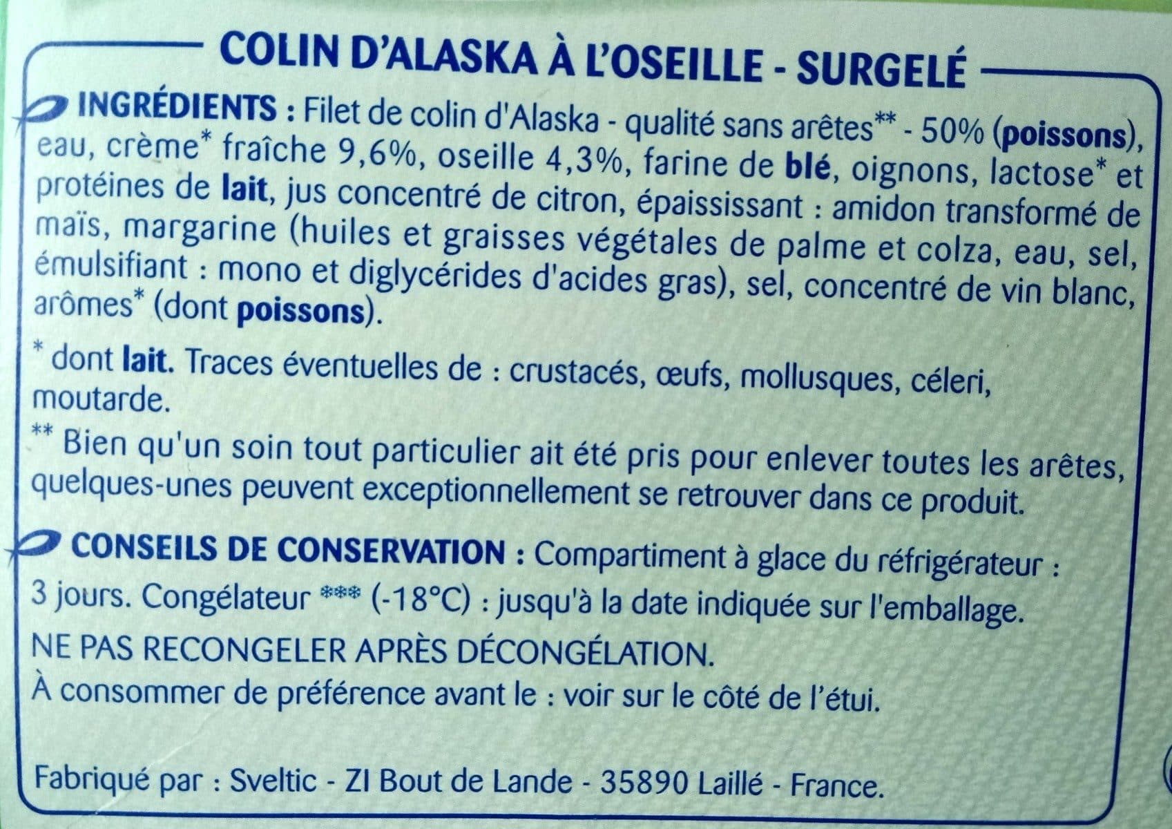 Claude Léger Colin d'Alaska à l'Oseille MSC packshot